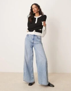 New Look Tipped Knitted Vest & Cardigan Co-ord In Black