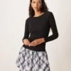 New Look Bubble Skirt Mini Dress In Check Print For Women 09-black Pattern