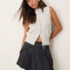 New Look Button Up Knitted Vest In Light Grey For Women