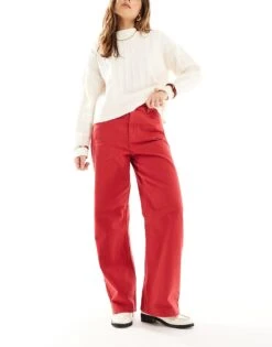 New Look Adalae Wide Leg Jean In Red For Women Bright Red