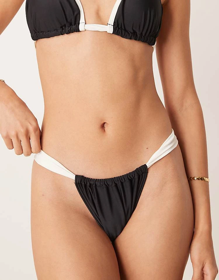 New Look Contrast Strap Bikini & Swimsuit In Black - Image 3