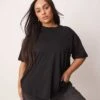 New Look Plus New Look Curve Boxy Tee In Black For Women