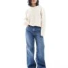New Look Petite Adalae Wide Leg Jean In Mid Blue For Women