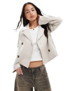 New Look Suedette Jacket In Stone For Women