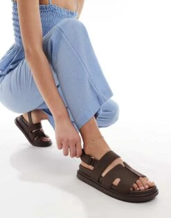 New Look Slingback Cross Strap Sandal In Brown For Women Mid Brown