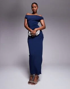 New Look Bardot Midi Dress In Navy For Women