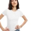 New Look Crew Neck T-shirt Bodysuit In White For Women