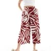 New Look Wide Fit New Look Cropped Wide Leg Trousers In Brown Pattern For Women