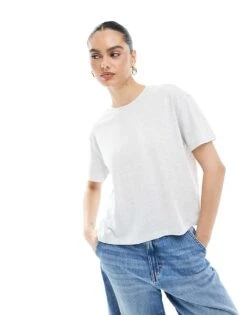 New Look Boxy Tee In Grey For Women Grey Marl