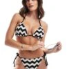 New Look Wide Fit New Look Wave Crochet Tie Side Bikini Bottom In Black For Women Black Pattern