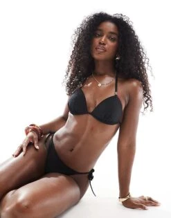 New Look Wave Textured Bikini In Black