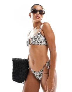 New Look Snake Print Scoop Bikini