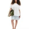 New Look Plus New Look Curve Oversized T-shirt In White For Women