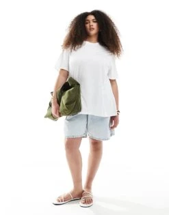 New Look Plus New Look Curve Oversized T-shirt In White For Women