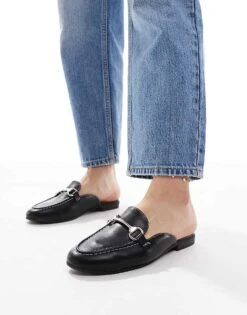 New Look Backless Snaffle Loafer In Black For Women