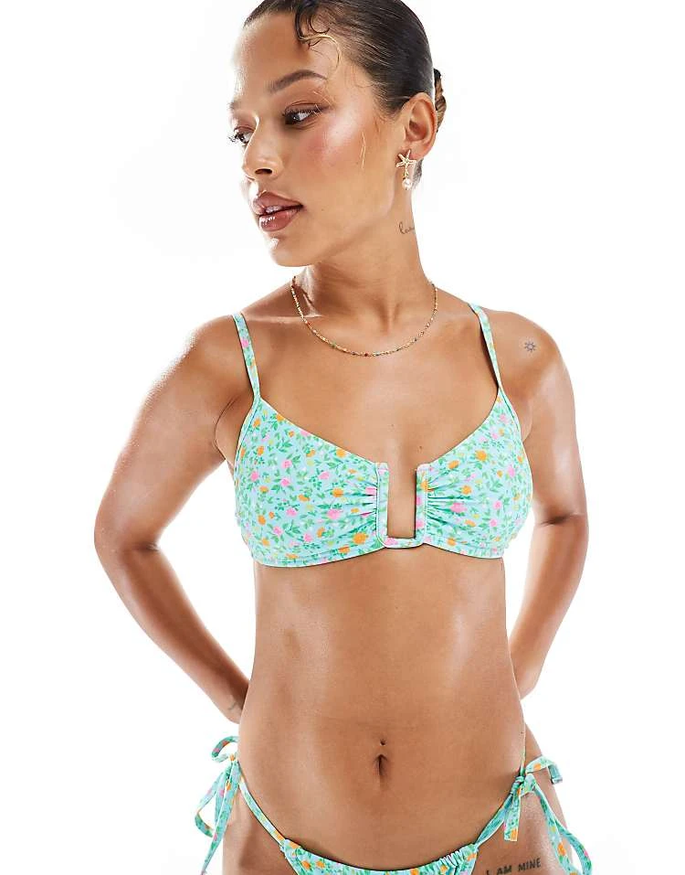 New Look Ditsy Floral Bikini In Blue - Image 4