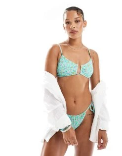New Look Ditsy Floral Bikini In Blue