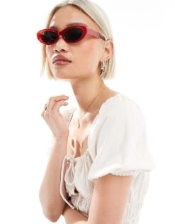 New Look Oval Sunglasses In Red For Women Bright Red