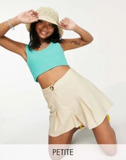 New Look Petite City Button Shorts In Stone For Women